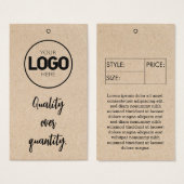 Taille de l'entreprise Étiquette Vêtements Prix Ha (Devant & derrière)