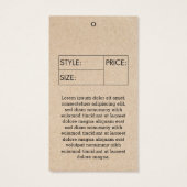 Taille de l'entreprise Étiquette Vêtements Prix Ha (Dos)