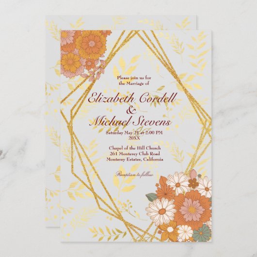 Taille du faire-part de mariage : 5"x7", papier :  (Devant / Derrière)