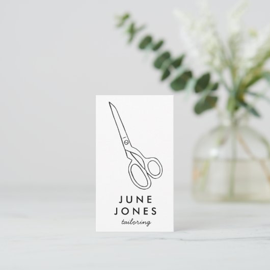 Tailor Fabric Scissors Chic Minimum CUSTOM Busines Visitekaartje (Staand voorkant)