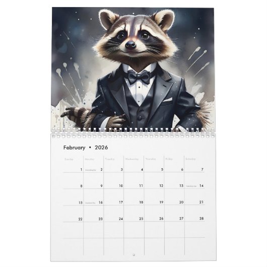 Tails et Tuxedos 2025 Calendrier Classy Créatures (Feb 2026)