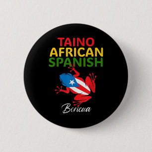 Taino Afrikaans Spaans Coqui Puerto Rico Vlag Bori Ronde Button 5,7 Cm