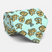 Taino maskers stropdas aqua (Opgerold)