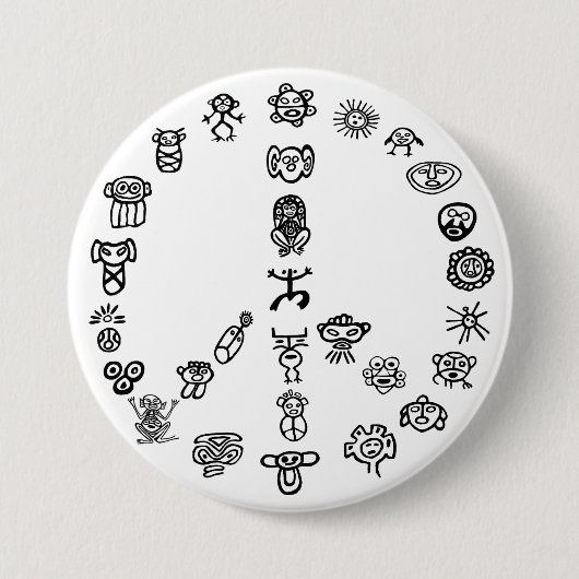 Taino Peace Ronde Button 7,6 Cm (Voorkant)