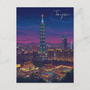 Taipei 101 Taiwan bij nacht Briefkaart