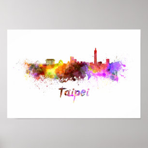 Taipei skyline in waterverf poster