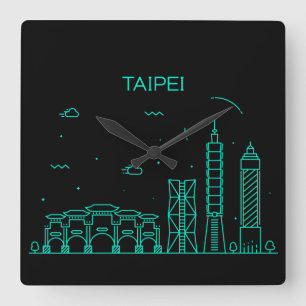 Taipei skyline vierkante klok