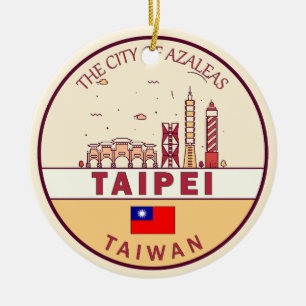 Taipei Taiwan City Skyline Embleem Keramisch Ornament