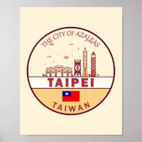 Taipei Taiwan City Skyline Embleem