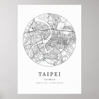 Taipei Taiwan Stadsplattegrond Poster