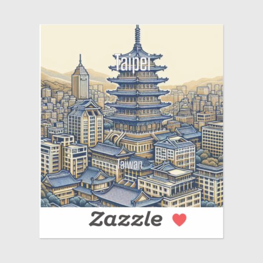 Taïpei Taïwan Sticker en vinyle de 3 pouces (Feuille)