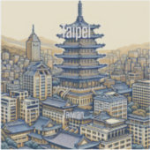 Taïpei Taïwan Sticker en vinyle de 3 pouces (Devant)