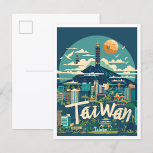 Taiwan Art Vintage Travel Illustratie Briefkaart