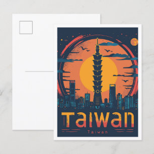 Taiwan Art Vintage Travel Illustratie Briefkaart