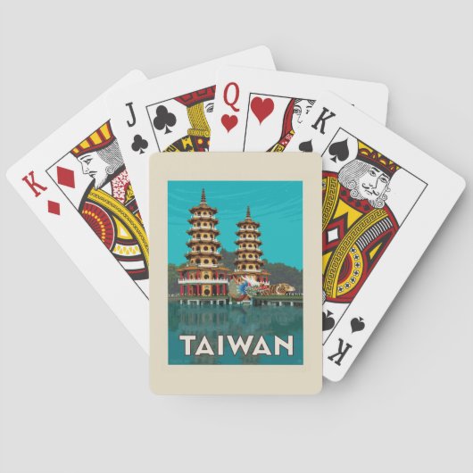 Taiwan | Draak- en tijgerpagodes Pokerkaarten (Achterkant)