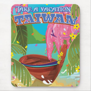 Taiwan eiland vintage reisposter kunst. muismat
