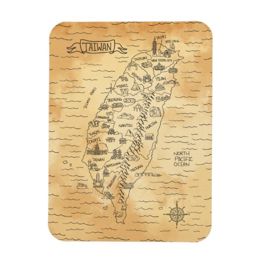 Taiwan Map Magnet Magneet (Verticaal)