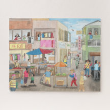 Taiwan Morning Market Illustration Jigzaag Puzzle