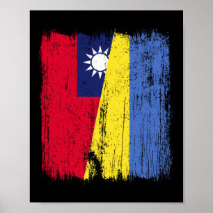 Taiwan Oekraine Half Vlag Taiwanese Oekraïense Erf Poster