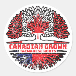 Taiwan Taiwanese Canadese vlag over bomen Ronde Sticker