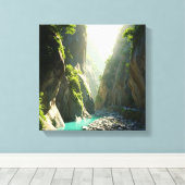 Taiwan Taroko Gorge Reizen Canvas Afdruk (Insitu (Houten vloer))