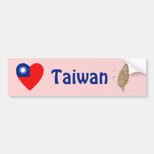 Taiwan Vlag Hart + Landkaart Bumpersticker