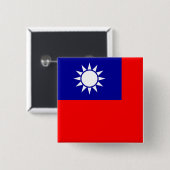 taiwan vlag vierkante button 5,1 cm (Voorkant /achterkant)