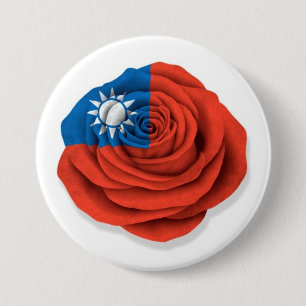 Taiwanese Roos vlag op wit Ronde Button 7,6 Cm