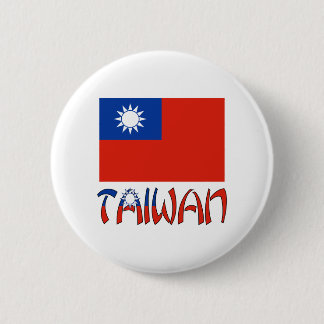 Taiwanese vlag met Taiwan Ronde Button 5,7 Cm