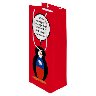 Taiwanese Vlag of Chinees pratende meneer Pinguïn Wijn Cadeautas
