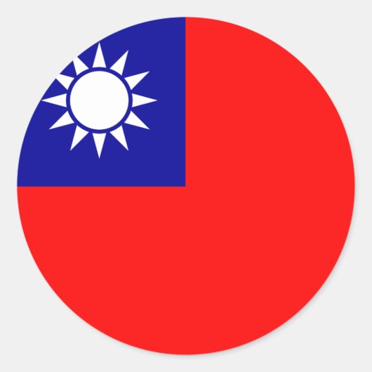 Taiwanese vlag ronde sticker (Voorkant)