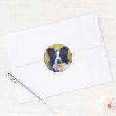 Taj - Border Collie Art Ronde Sticker (Envelop)