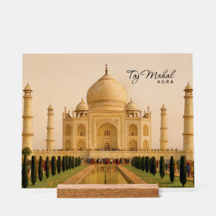 Taj Mahal Agra India Aquarel Reis Acryl Bord
