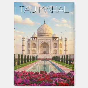 Taj Mahal Agra India Bloemen Magneet