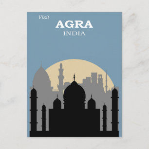  Taj Mahal Agra India City Skyline Briefkaart