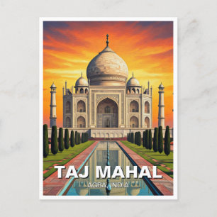 Taj Mahal Agra India Reizen Zonsondergang Briefkaart