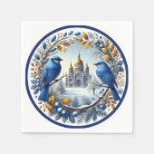 Taj Mahal Bluebirds Winterbessen Servet (Voorkant)