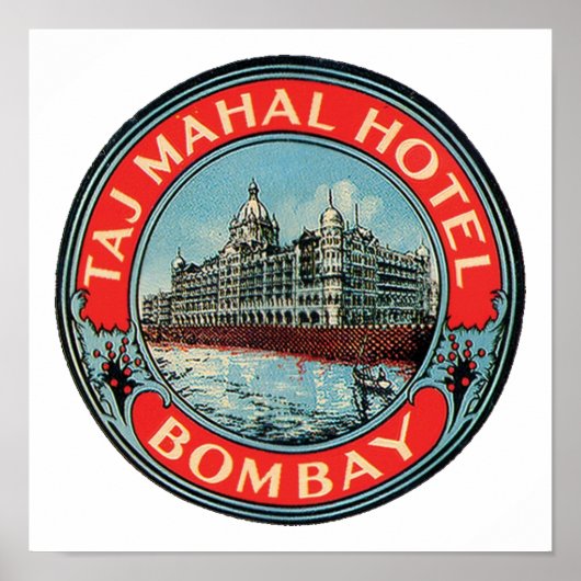 Taj Mahal, Bombay  bagage Label Poster (Voorkant)