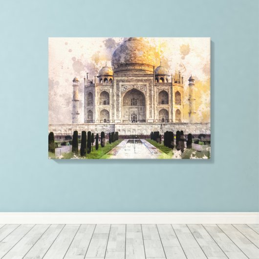 Taj Mahal bouwt uit liefde Canvas Afdruk (Insitu (Houten vloer))