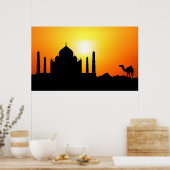 Taj Mahal & Camel op zonnige achtergrond Poster (Keuken)