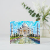 Taj Mahal, Carte postale d'aquarelle indienne (Debout devant)