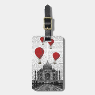 Taj Mahal en Red Hot Air-ballonnen Bagagelabel