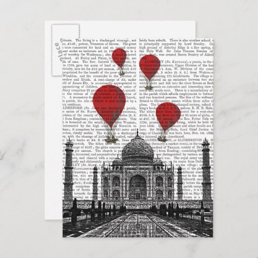 Taj Mahal en Red Hot Air-ballonnen Briefkaart (Voorkant / Achterkant)