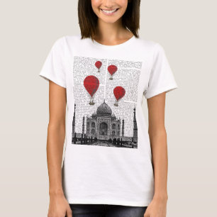 Taj Mahal en Red Hot Air-ballonnen T-shirt