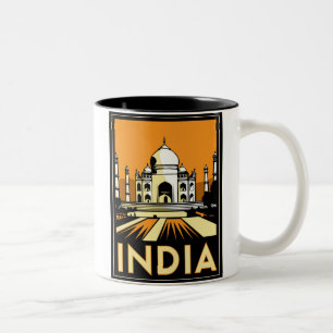 taj mahal india art deco retro vintage tweekleurige koffiemok