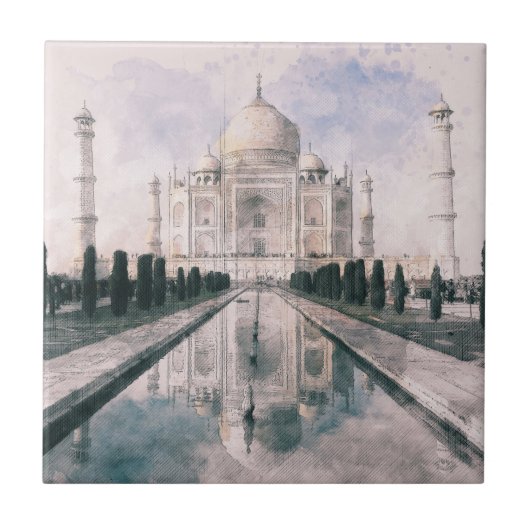 Taj Mahal India Keramische Tegel – Iconische Mugha Tegeltje (Voorkant)