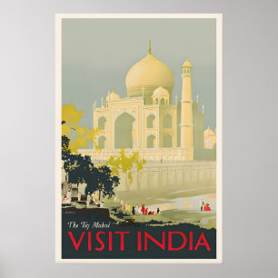 Taj Mahal India Oude Reisposter Aangepaste Kunst Poster