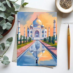 Taj Mahal India Reis Schilderij Briefkaart