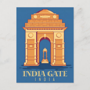 Taj Mahal, India Reizen waterverf retro Briefkaart