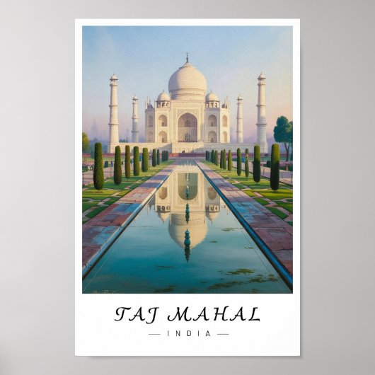 Taj Mahal India Wandkunst, Agra Landmark Poster (Voorkant)